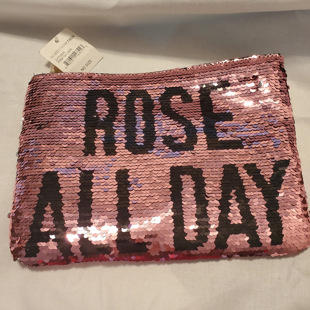 Reversible Sequin Makeup Clutch Purse Bag